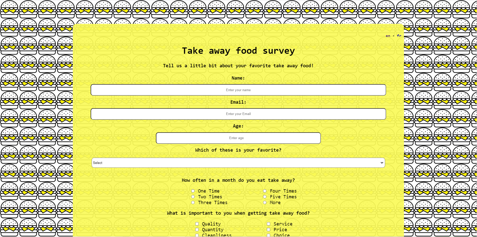 survey form page