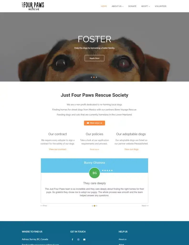 justfourpawsrescue.ca preview